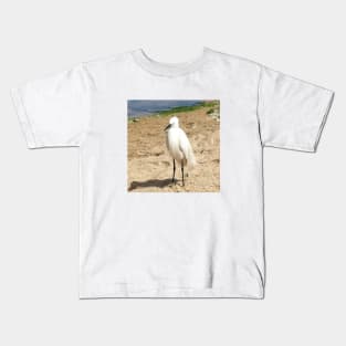 A Heron on the beach 1 Kids T-Shirt